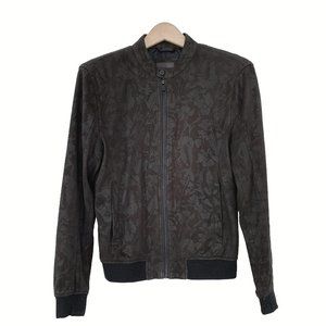 ZARA Brown Faux Suede Floral Bomber - Men's Small